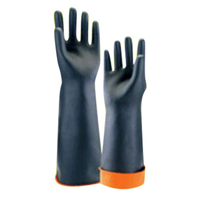 Rubber Industrial Glove with Orange Border